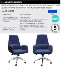 Lujo Medium Back Chair Range And Specifications